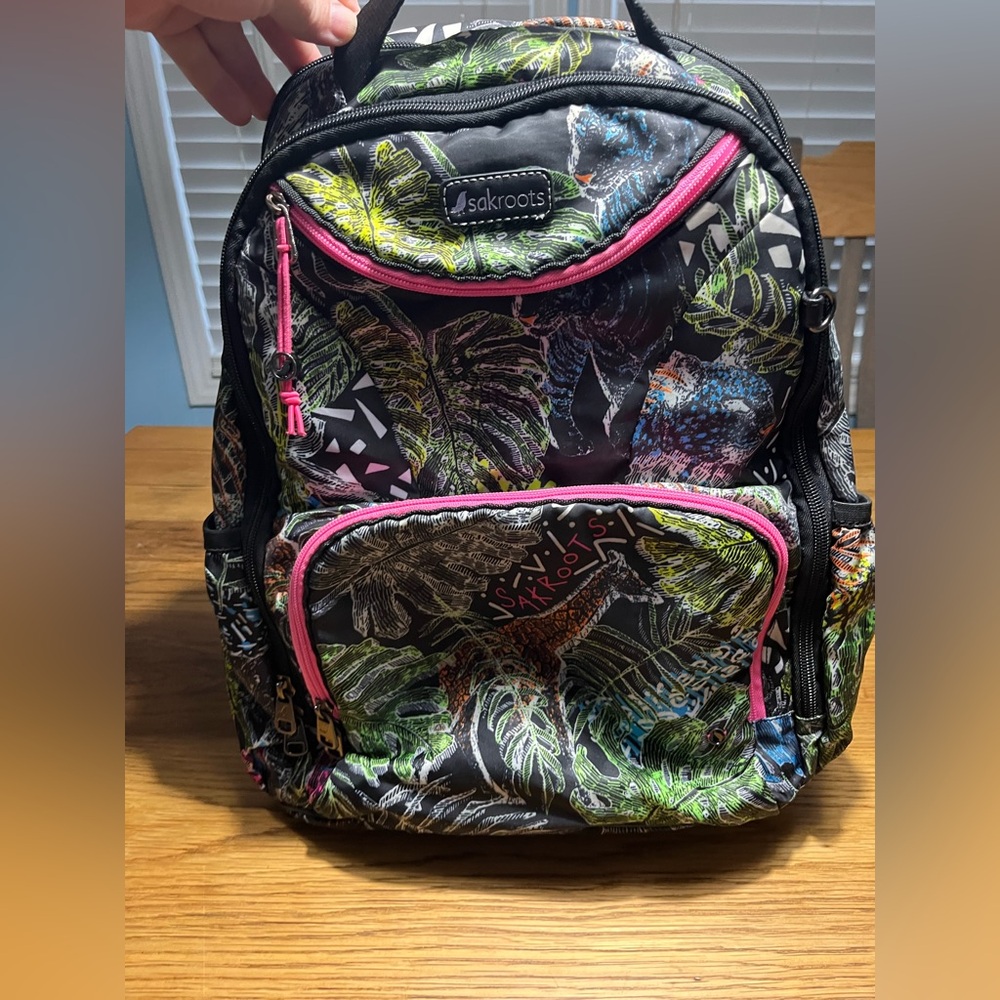 Sakroots Artist Circle Laptop Backpack | Black Wildlife | Fits 15” Laptop - Picture 2 of 15